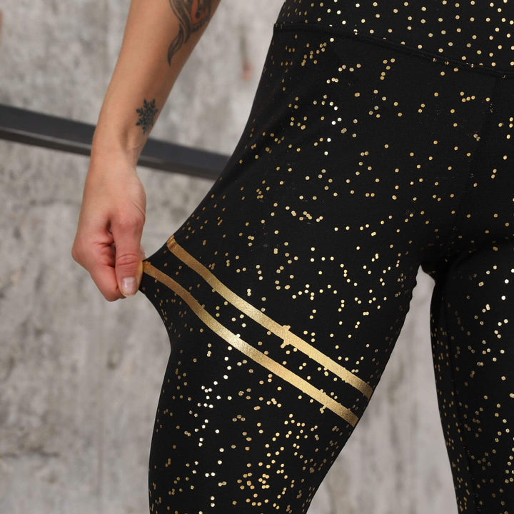 High Waist Sport Legging - Lilac-Black / Gold-S-State of Style