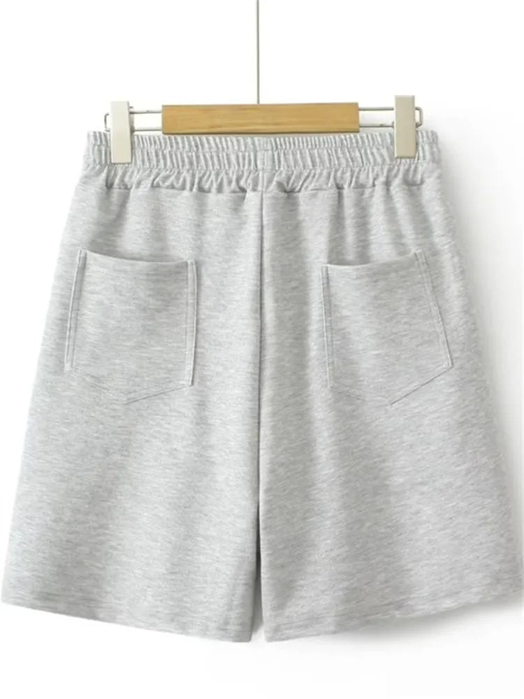 High-Waisted Plus-Size Shorts with Drawstring Waist-Black-3XL-State of Style