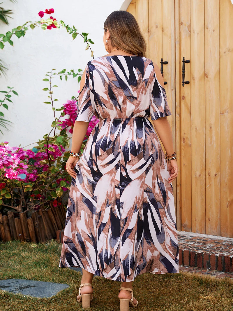 High-Waisted Plus Size Summer Dress-Multicolour-2XL-State of Style