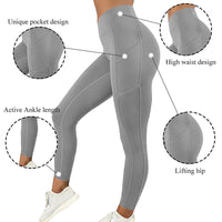 High-Waisted Plus Size Yoga Leggings with Pocket-Navy Blue-2XL-State of Style