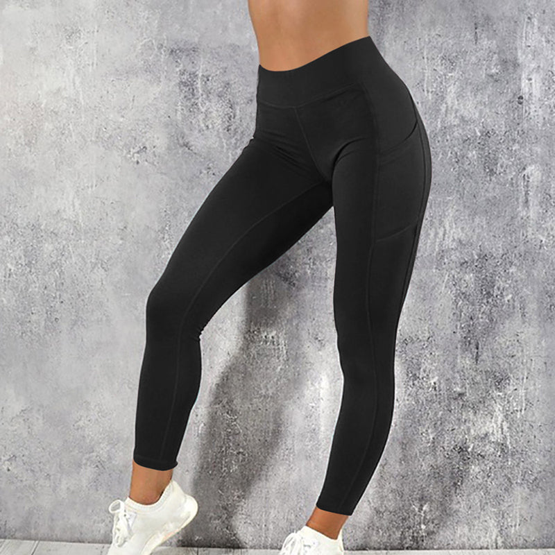 High-Waisted Plus Size Yoga Leggings with Pocket-Navy Blue-2XL-State of Style