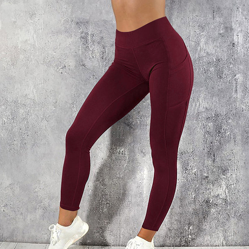 High-Waisted Plus Size Yoga Leggings with Pocket-Navy Blue-2XL-State of Style