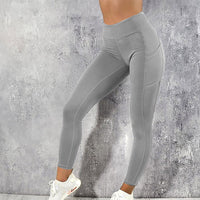High-Waisted Plus Size Yoga Leggings with Pocket-Navy Blue-2XL-State of Style