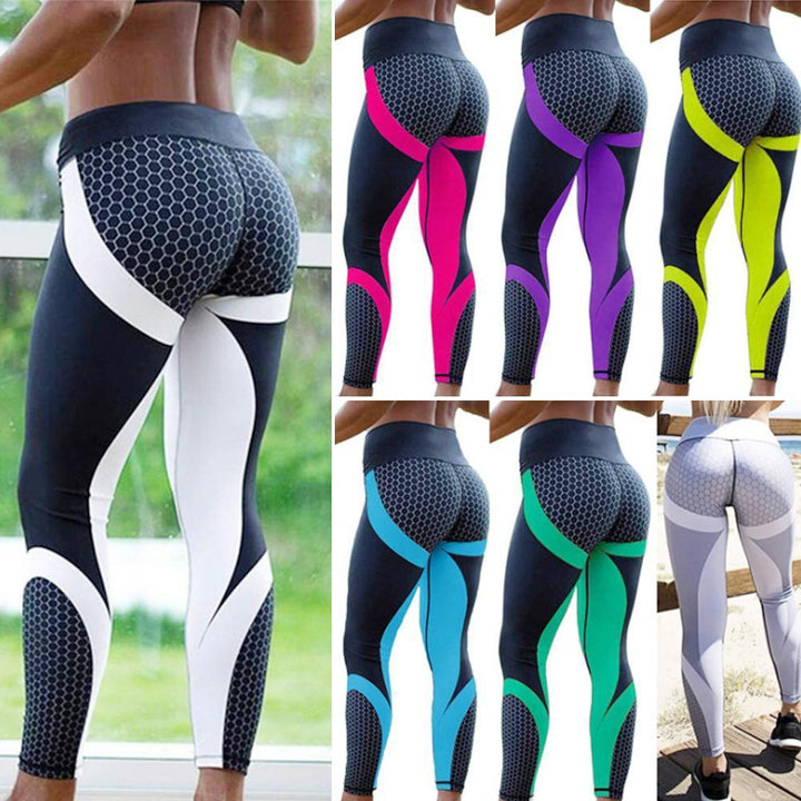 High Waisted Women's Yoga Leggings with Geometric Pattern - Aurora-Black-S-State of Style