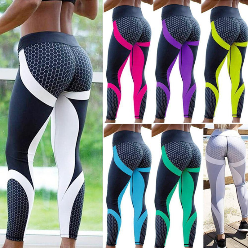 High Waisted Women's Yoga Leggings with Geometric Pattern - Aurora-Black-S-State of Style