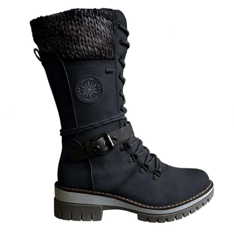 High Women's Boots with Orthopedic Sole - Amelia-Black-3.0-State of Style