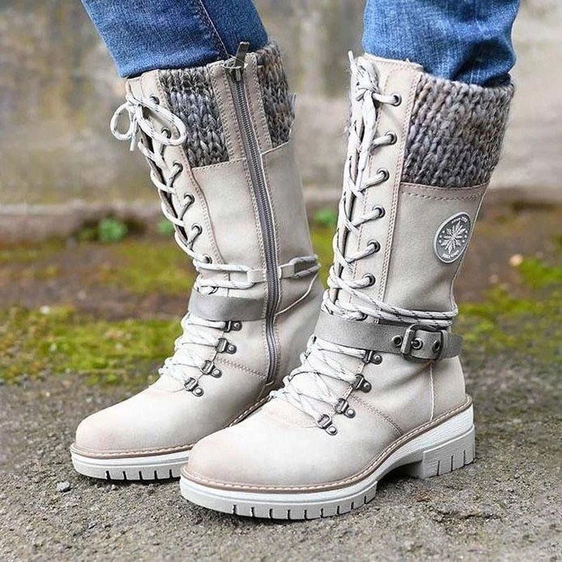 High Women's Boots with Orthopedic Sole - Amelia-White-3.0-State of Style