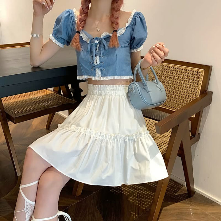 HighSkirt | Women's Elegant High-Waist Skirt-White-S-State of Style