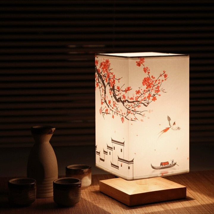 HikariGlow Japanese-Scandinavian Table Lamp-Red Flower-State of Style