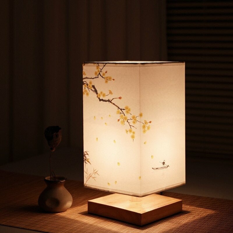 HikariGlow Japanese-Scandinavian Table Lamp-Yellow Flower-State of Style