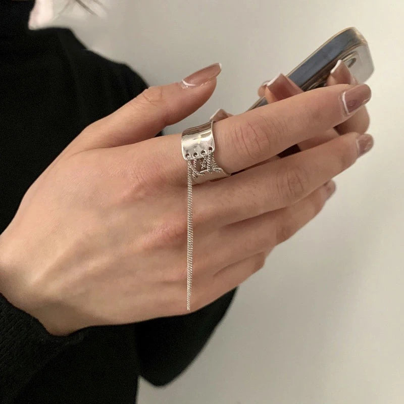 Hip Hop Silver Party Ring | Tassel Sparkler-Nami-State of Style