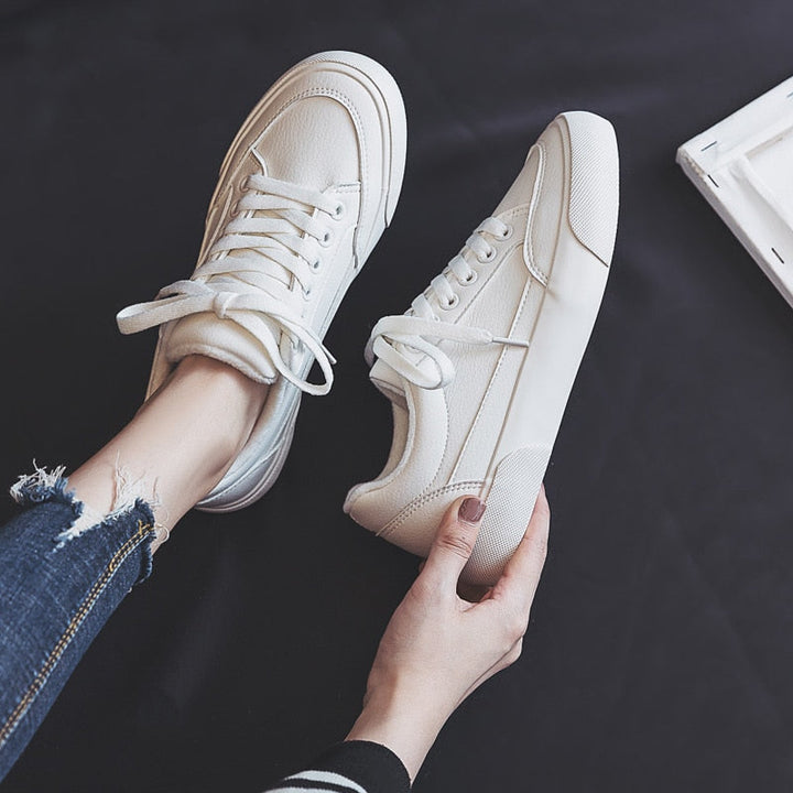 HollySneaks | Women's Comfortable Everyday Sneakers-White Gold-4.5-State of Style