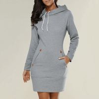 Hooded sweatshirt dress with pockets – Isabella-Black-S-State of Style