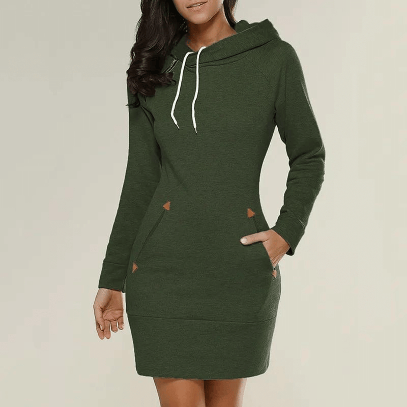 Hooded sweatshirt dress with pockets – Isabella-Black-S-State of Style