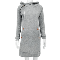 Hooded sweatshirt dress with pockets – Isabella-Black-S-State of Style