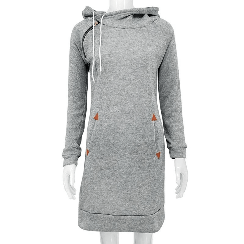 Hooded sweatshirt dress with pockets – Isabella-Black-S-State of Style