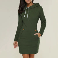 Hooded sweatshirt dress with pockets – Isabella-Green-S-State of Style