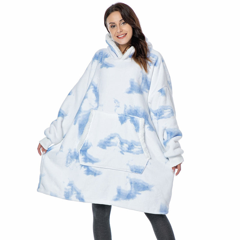 Hoodie & Blanket | Wonderful combination of a soft hoodie and a comfortable blanket in one!-Washed Pink & White-State of Style