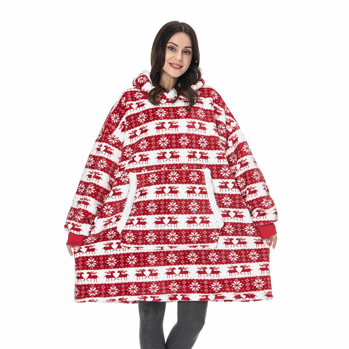 Hoodie & Blanket | Wonderful combination of a soft hoodie and a comfortable blanket in one!-Washed Pink & White-State of Style