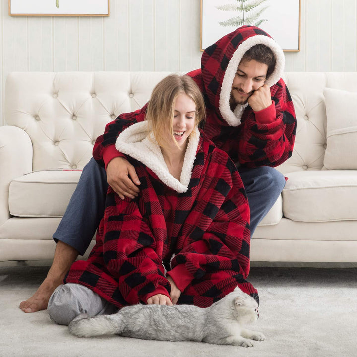 Hoodie & Blanket | Wonderful combination of a soft hoodie and a comfortable blanket in one!-Washed Pink & White-State of Style