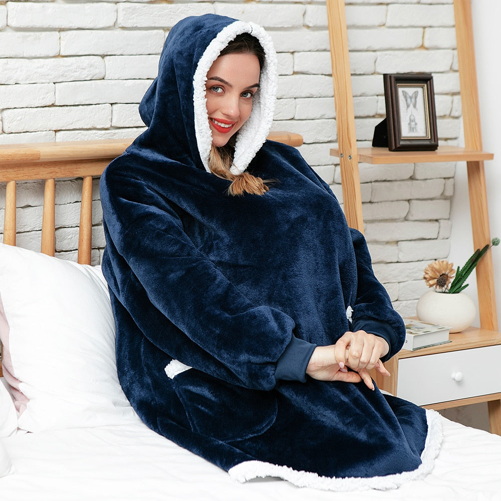 Hoodie & Blanket | Wonderful combination of a soft hoodie and a comfortable blanket in one!-Washed Pink & White-State of Style