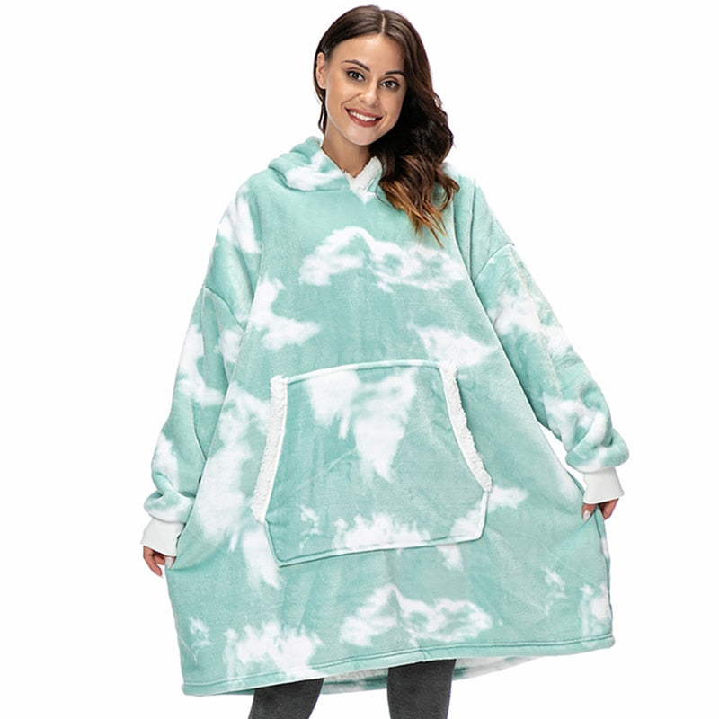 Hoodie & Blanket | Wonderful combination of a soft hoodie and a comfortable blanket in one!-Washed Pink & White-State of Style