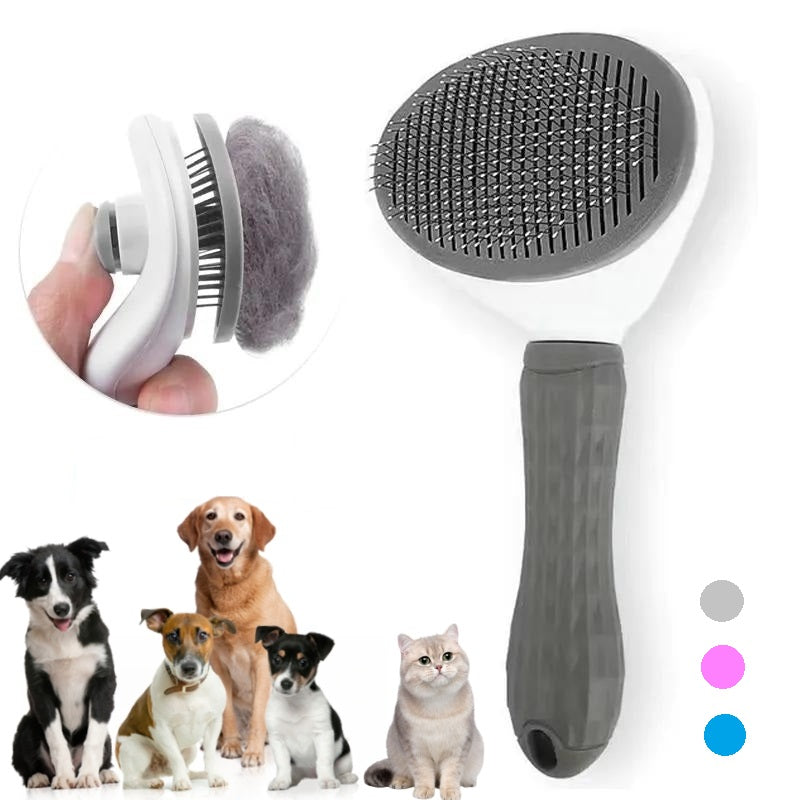HUISDIER VERZORGINGSBORSTEL - ZELFREINIGENDE KAM VOOR HONDEN EN KATTEN-Grijs-State of Style