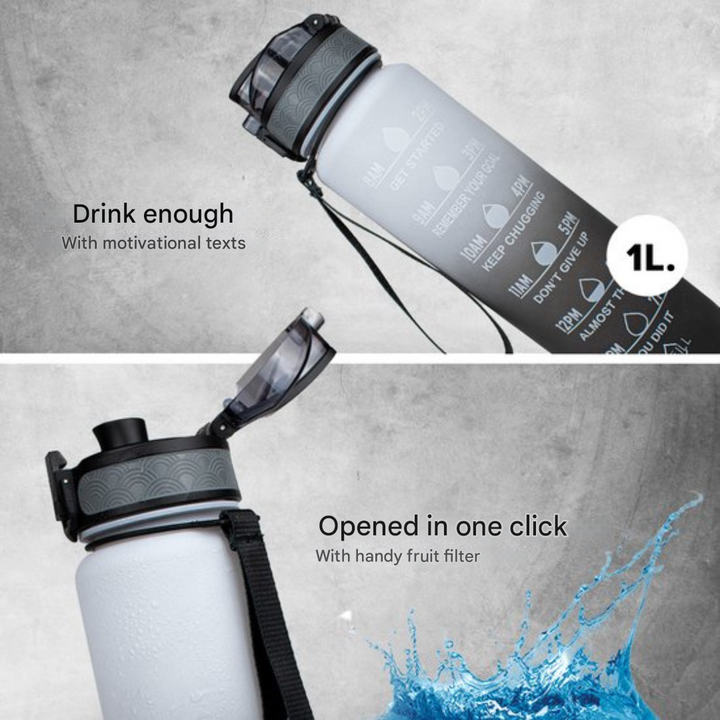 HydraHero Water Bottle with Timeline - Stay Fresh, Stay Hydrated!-Black/White-State of Style