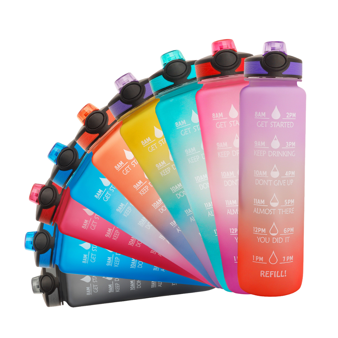 HydraHero Water Bottle with Timeline - Stay Fresh, Stay Hydrated!-Black/White-State of Style