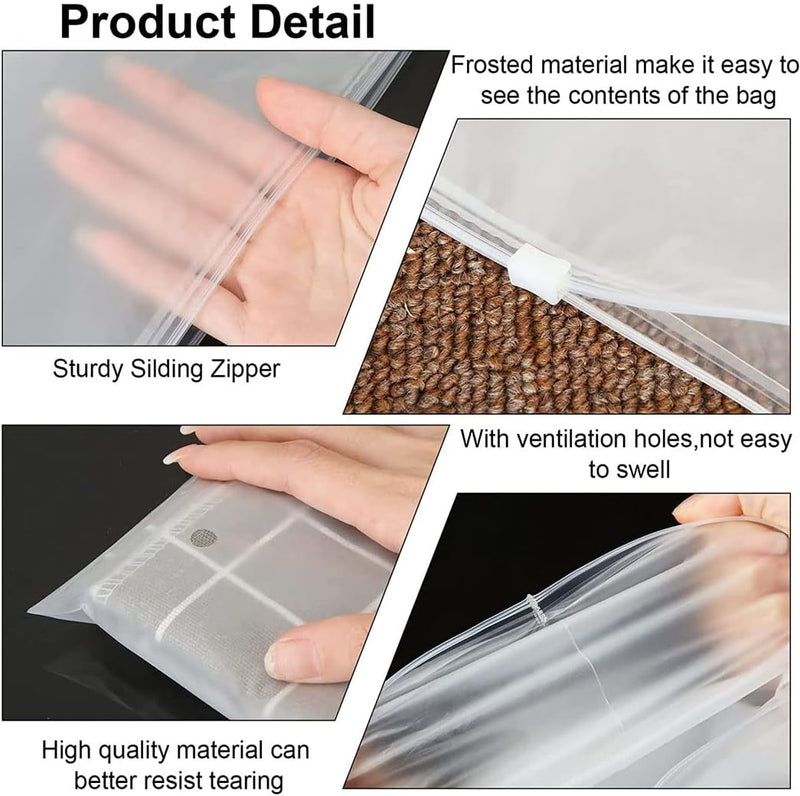Reusable Matte Zip Bags – 40-Pack Clothing Storage Covers with Ventilation Holes