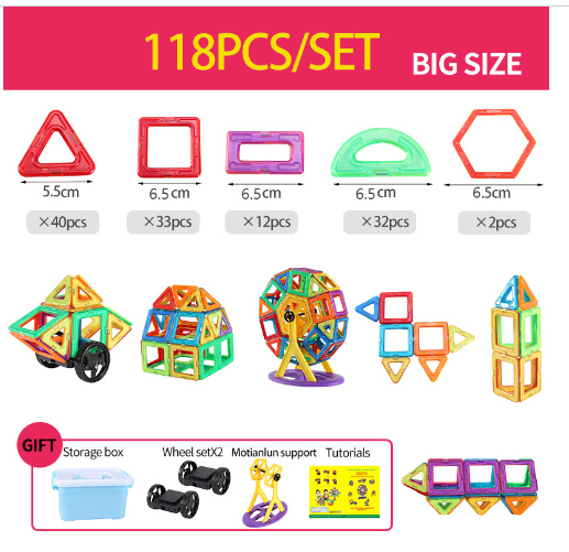 Magnetic building blocks for children – educational toy with 118/148 pieces