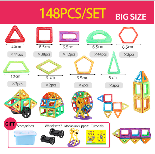 Magnetic building blocks for children – educational toy with 118/148 pieces