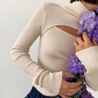 IndiaShirt | Women's Trendy Slit Sweater-Beige-S-State of Style