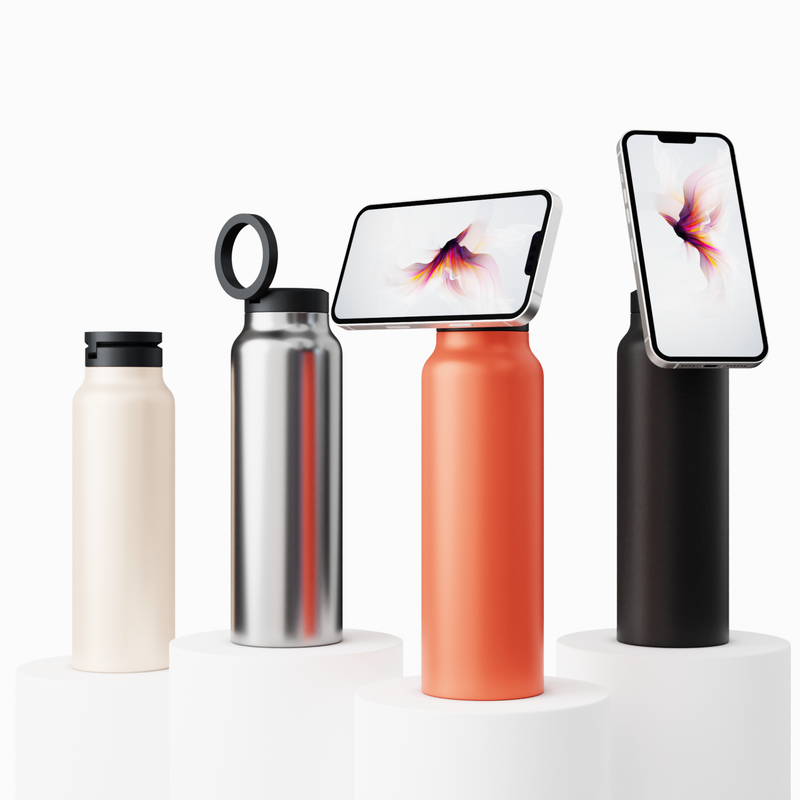 Innovative Water Bottle with Magnetic Ring - HydroSnap-Black-M (720ml)-State of Style