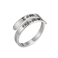 Inspirational Sterling Silver Ring | Engraved "I Am Enough"-State of Style