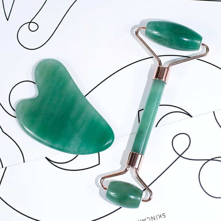 Instant Glow Gua Sha & Jade Roller Set-Dark Green-State of Style