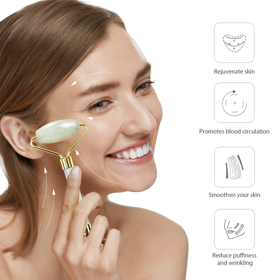 Instant Glow Gua Sha & Jade Roller Set-Green-State of Style