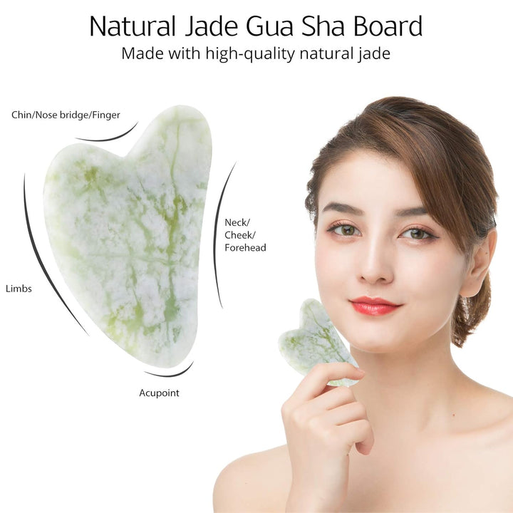 Instant Glow Gua Sha & Jade Roller Set-Green-State of Style