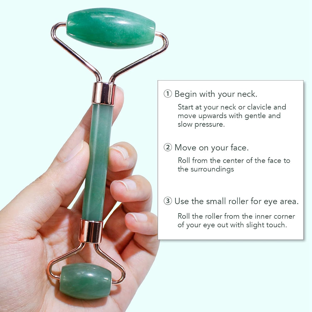Instant Glow Gua Sha & Jade Roller Set-Green-State of Style