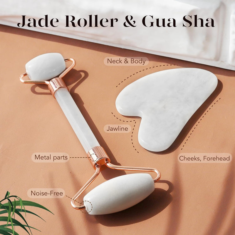 Instant Glow Gua Sha & Jade Roller Set-Green-State of Style