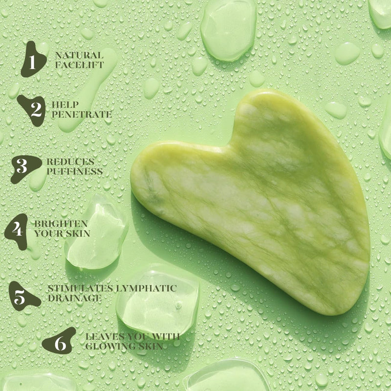 Instant Glow Gua Sha & Jade Roller Set-Green-State of Style