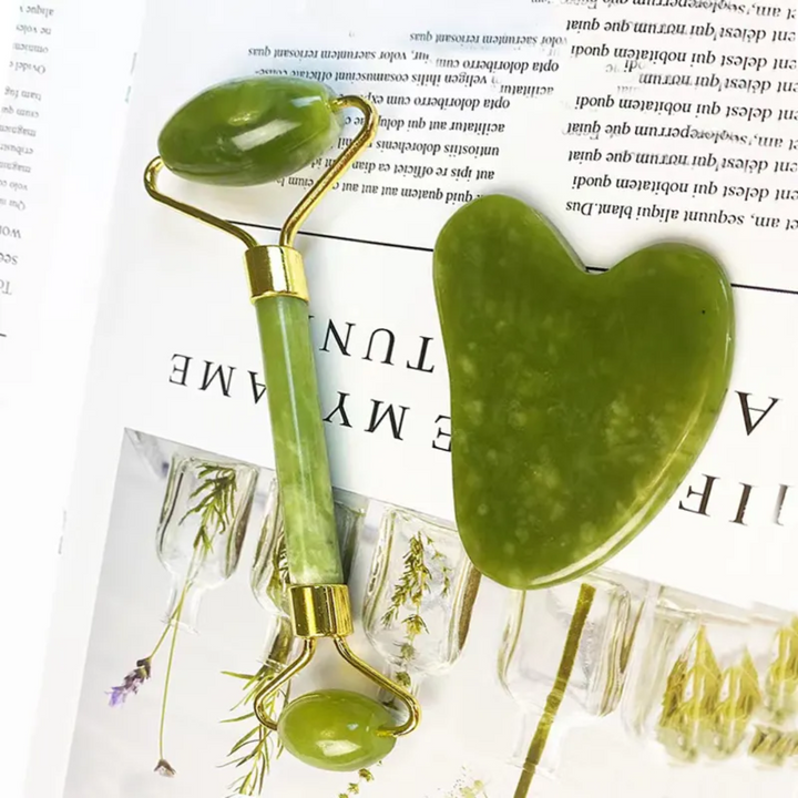 Instant Glow Gua Sha & Jade Roller Set-Green-State of Style