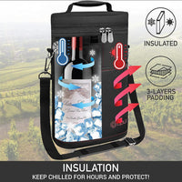 Insulated 2-Bottle Wine Cooler Tote Bag with Adjustable Strap