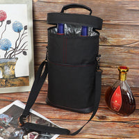 Insulated 2-Bottle Wine Cooler Tote Bag with Adjustable Strap