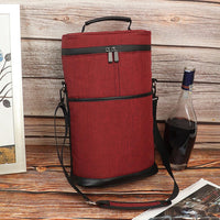 Insulated 2-Bottle Wine Cooler Tote Bag with Adjustable Strap