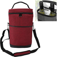 Insulated 2-Bottle Wine Cooler Tote Bag with Adjustable Strap