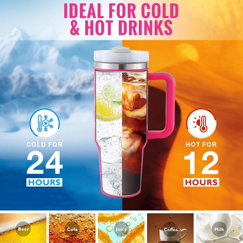 Insulated Mug with Handle and Straw - ChillMate-Black-1200 ML-State of Style