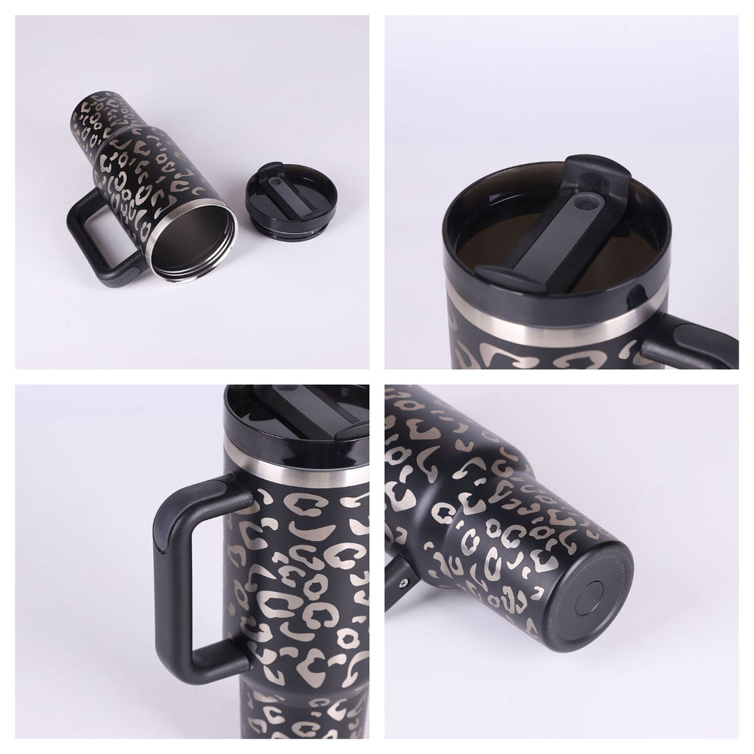 Insulated Mug with Handle and Straw - ChillMate-Black-1200 ML-State of Style