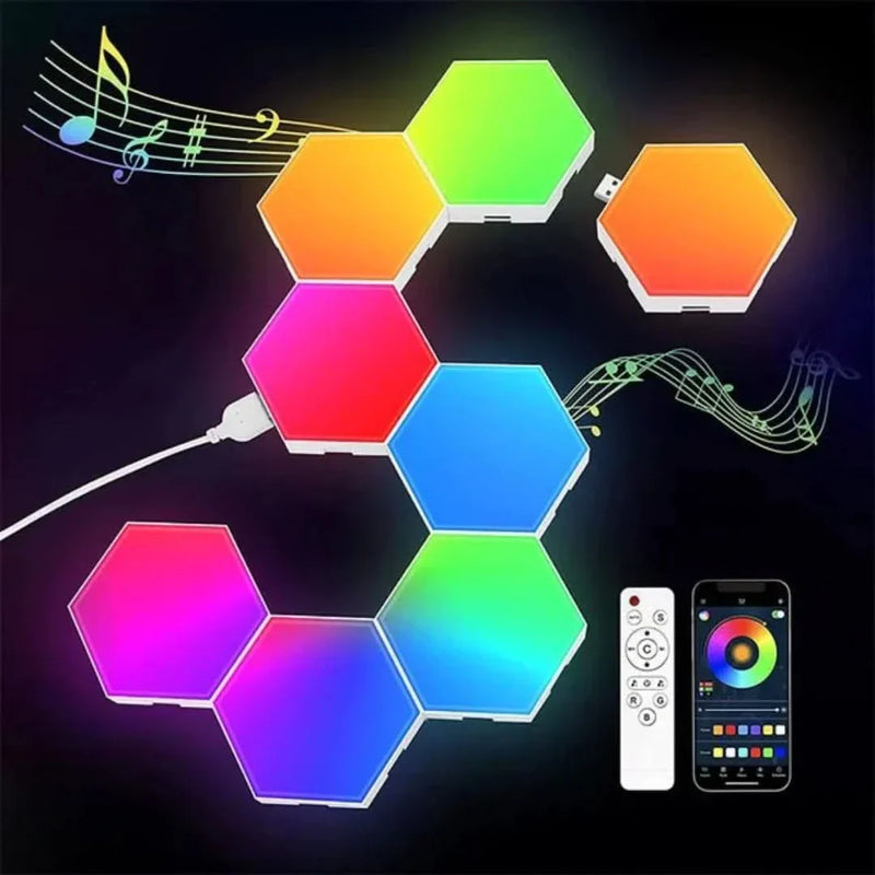 Interactive Hexagonal Lighting - GlowHex-8 Tiles-State of Style