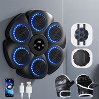 Interactive Smart Boxing Machine - PunchTech-Black + Half Finger Boxing Gloves-State of Style